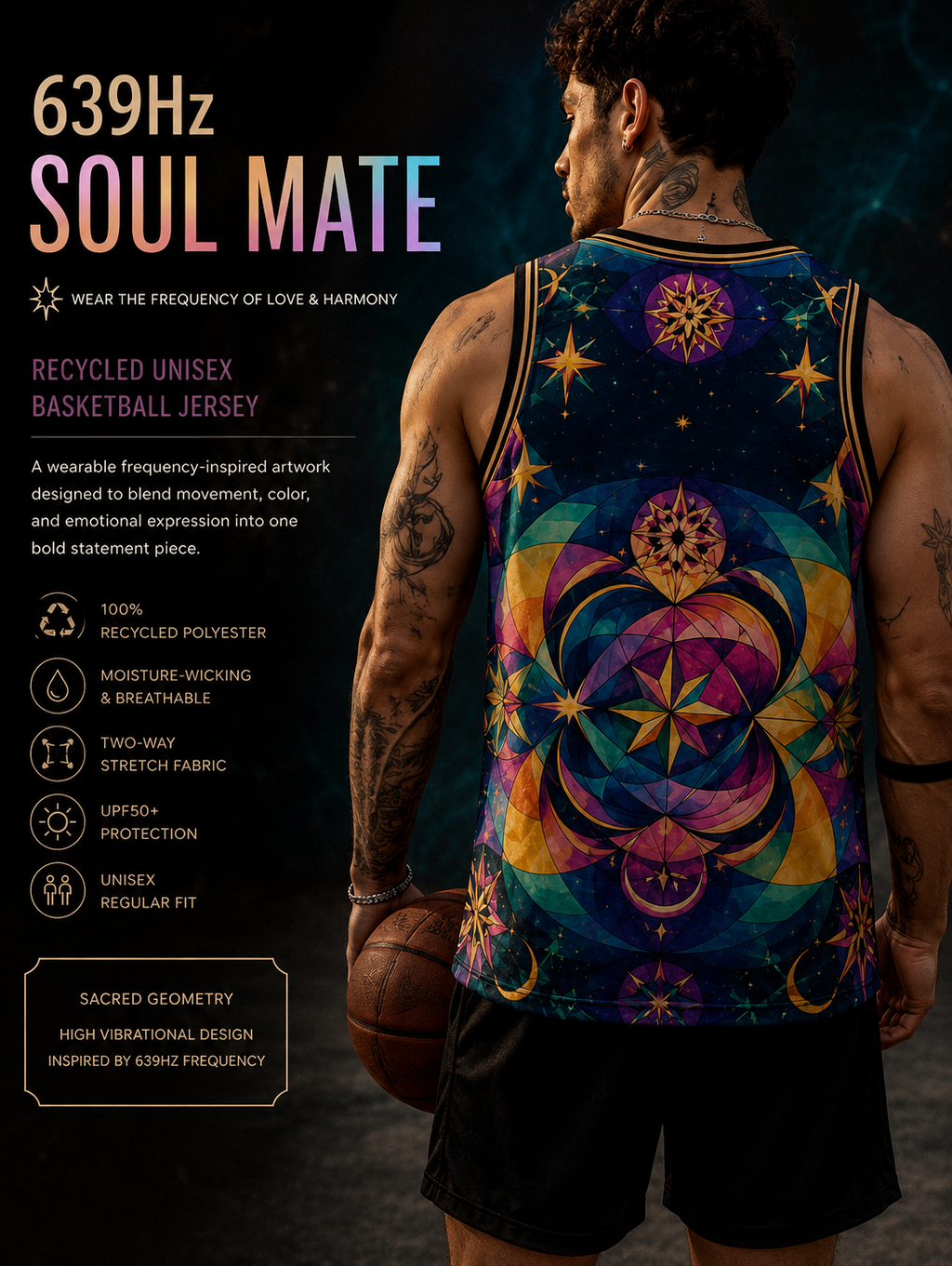 639Hz Soul Mate Recycled unisex basketball jersey