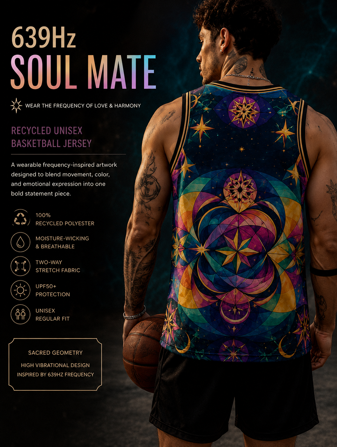 639Hz Soul Mate Recycled unisex basketball jersey