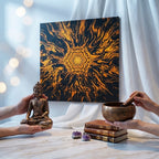 Sacral Flow • 417Hz Canvas | Create a striking image showcasing my products in a calming, ambient setting that emphasizes emotional connection.